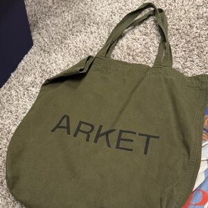 Arket Olive Green Canvas Shoulder Tote
